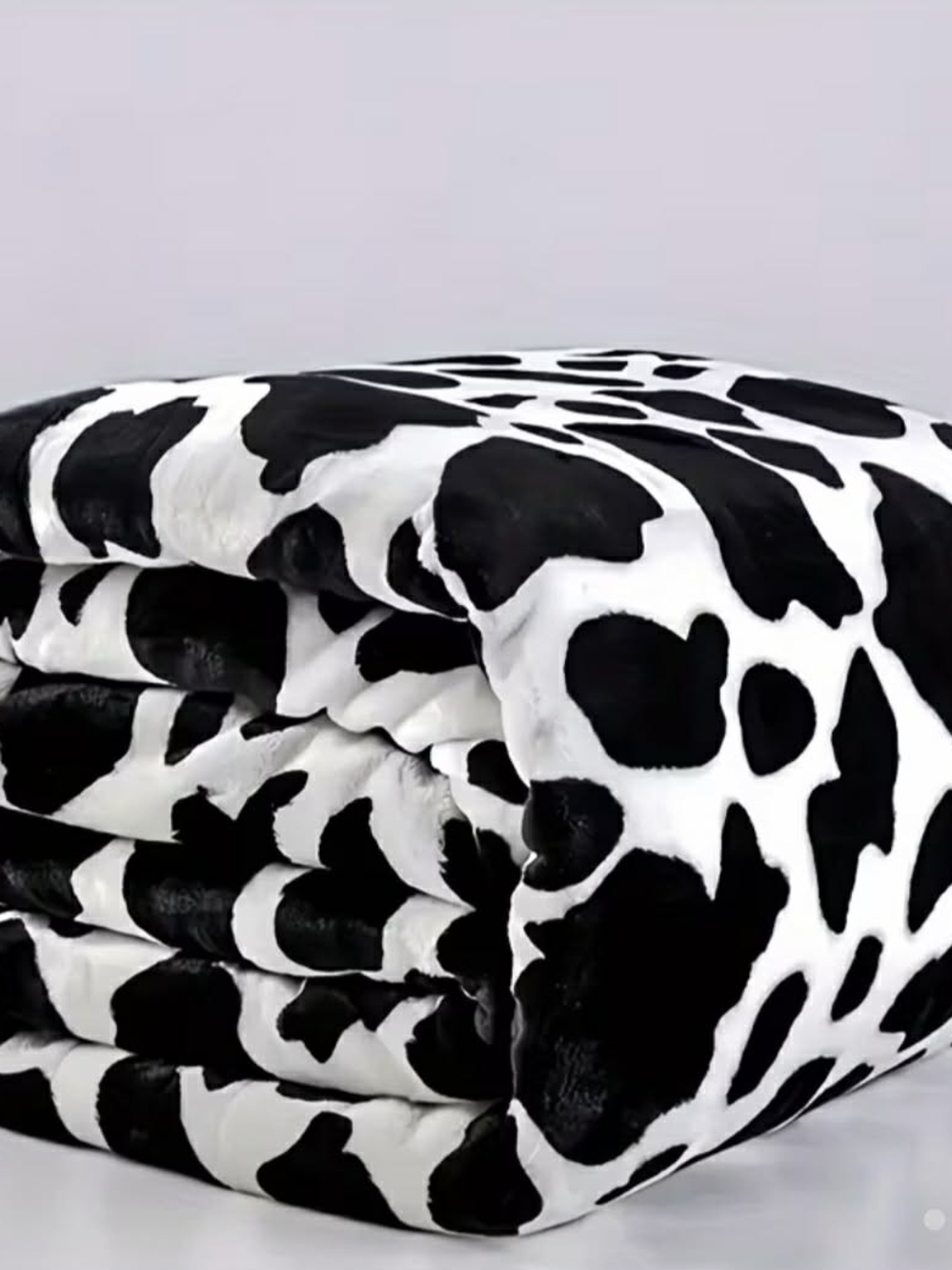 Plush Cowhide Print Throw Blanket - White and Brown